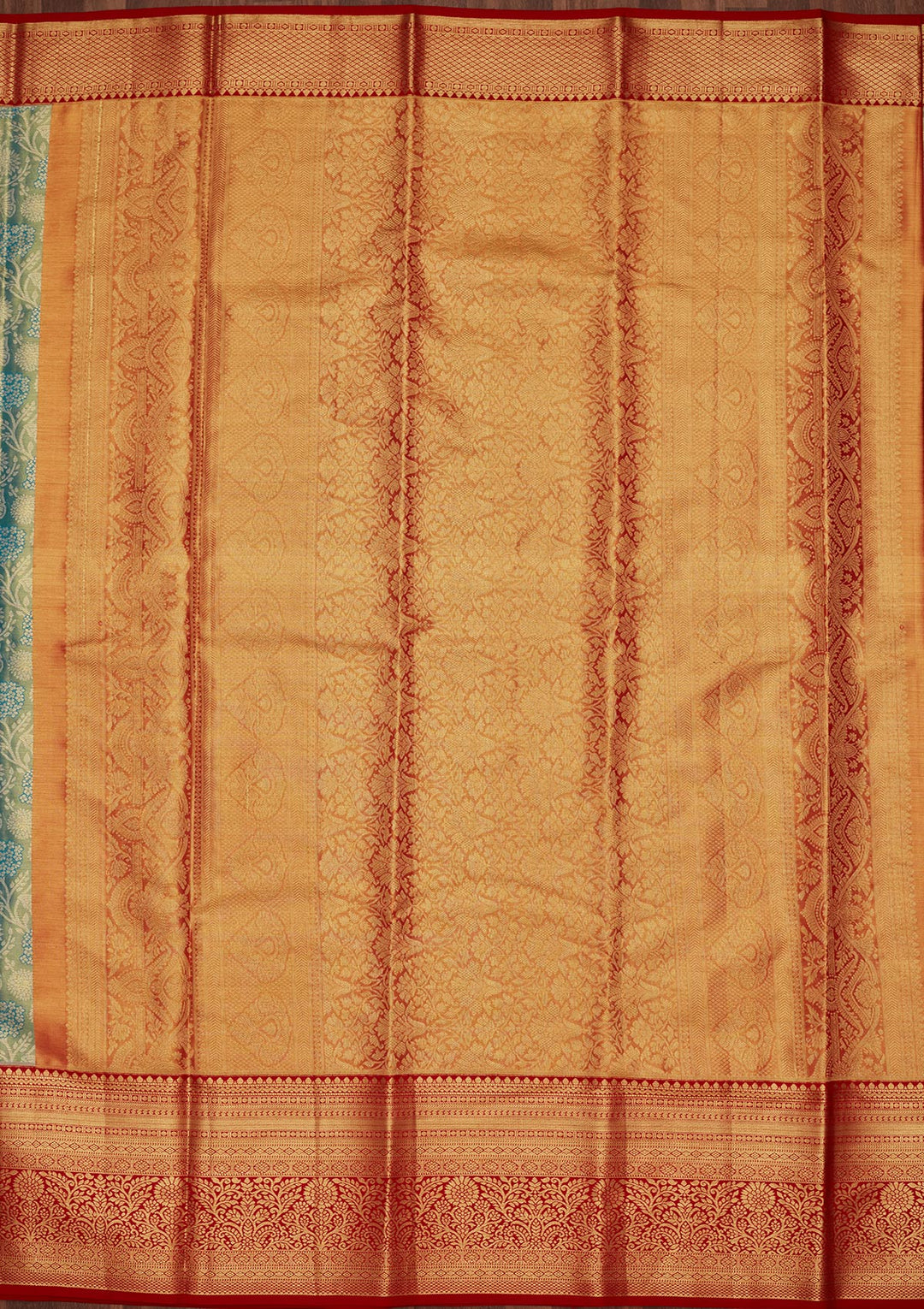 Sky Blue Silk Jaal Saree With Matching Blouse Piece