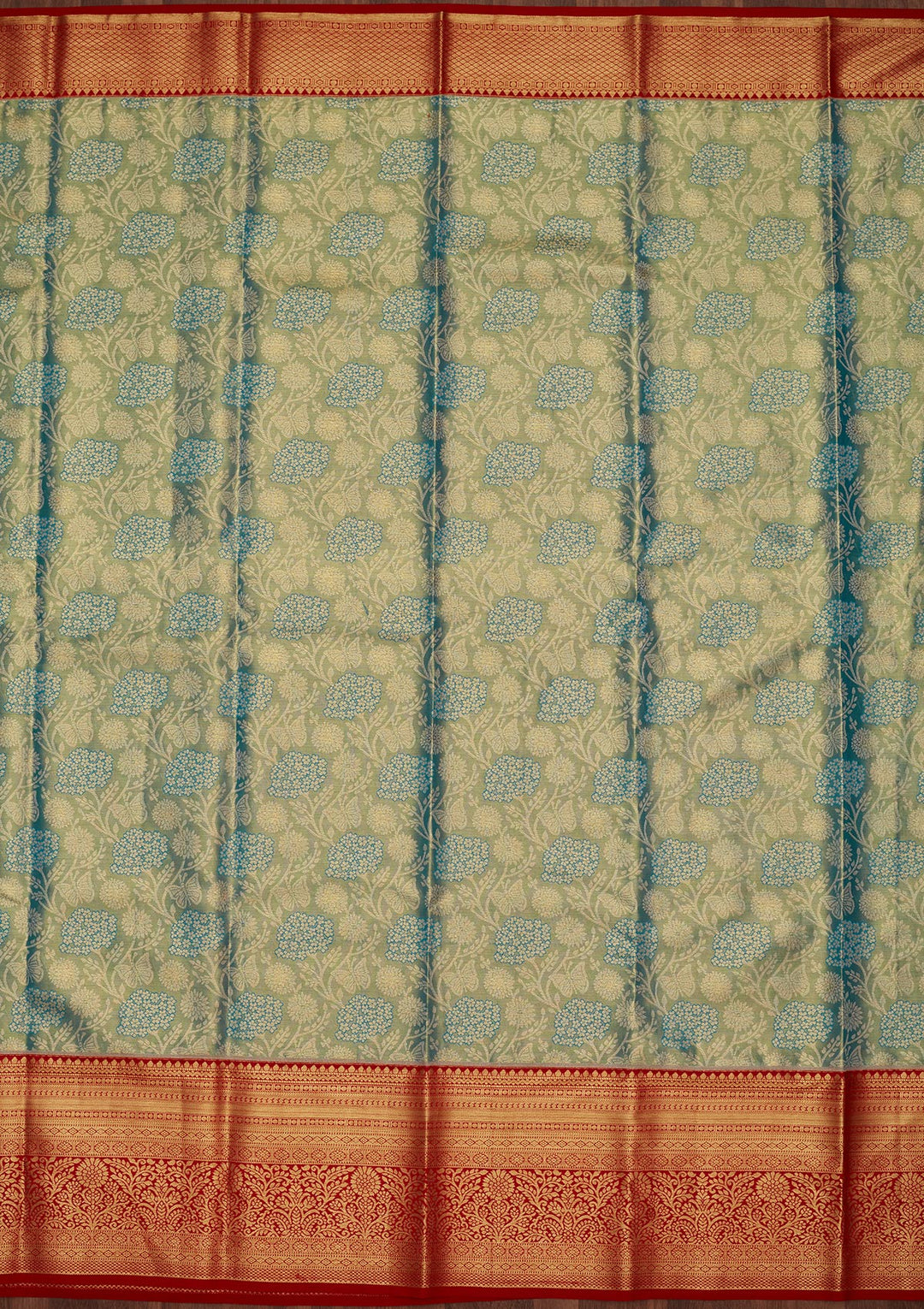 Sky Blue Silk Jaal Saree With Matching Blouse Piece