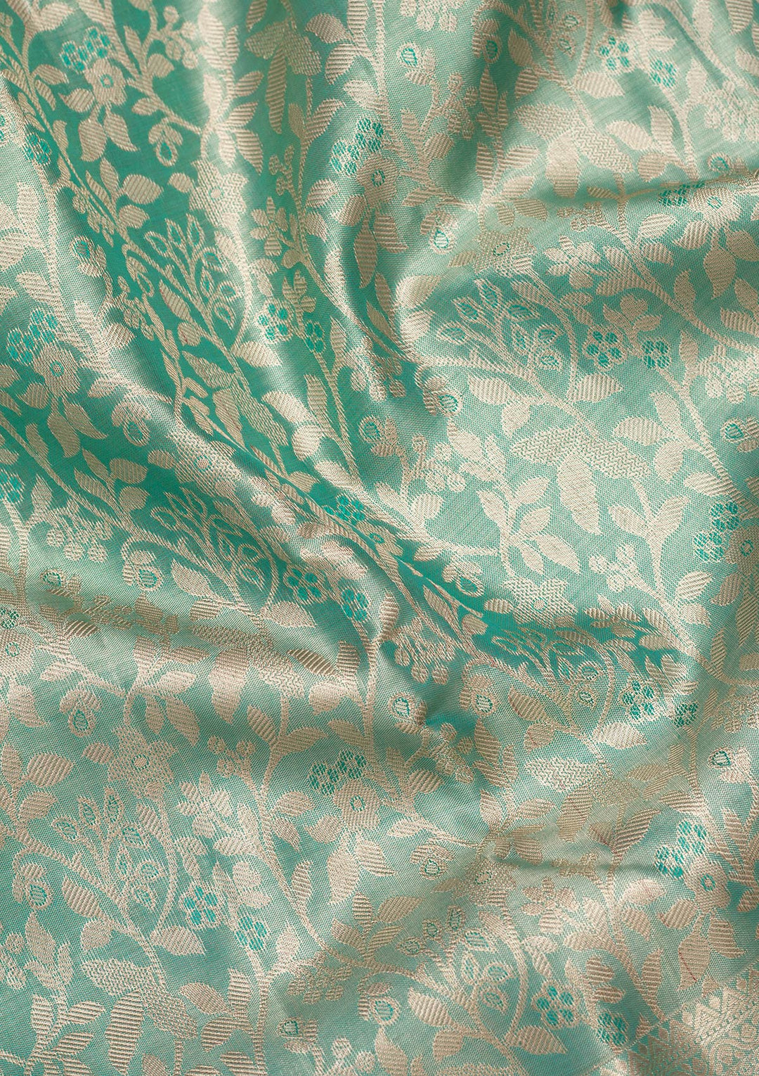 Leaf Green Tissue Jaal Saree With Matching Blouse Piece