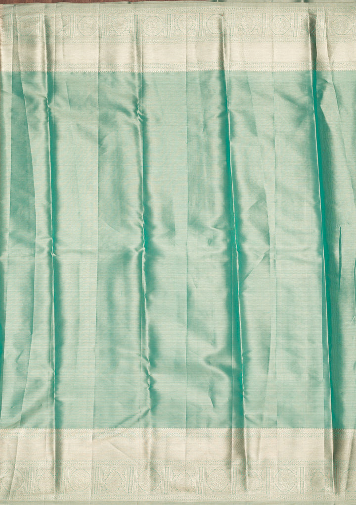 Leaf Green Tissue Jaal Saree With Matching Blouse Piece