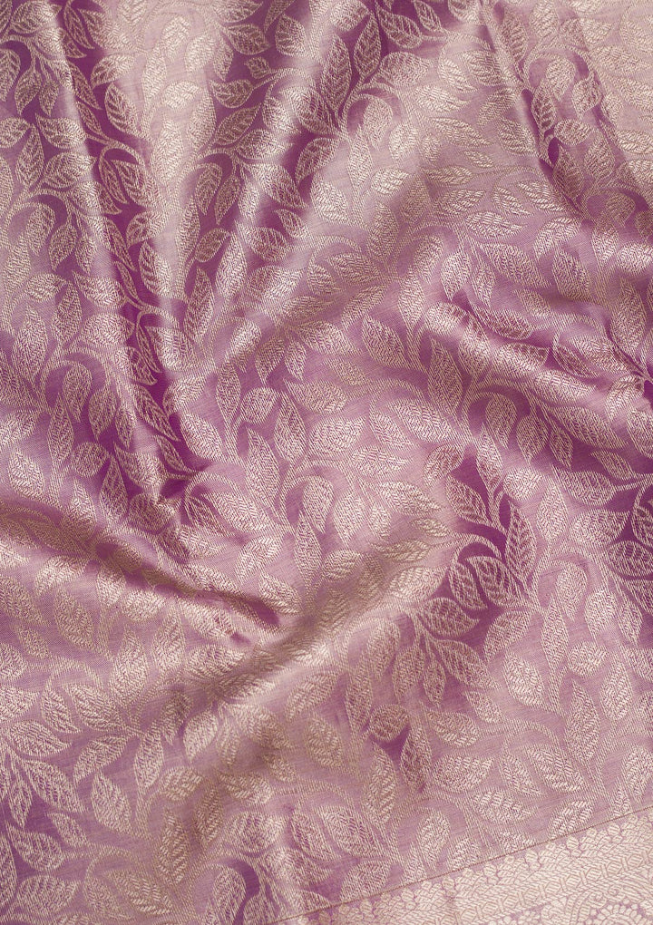 Purple Tissue Jaal Saree With Matching Blouse Piece