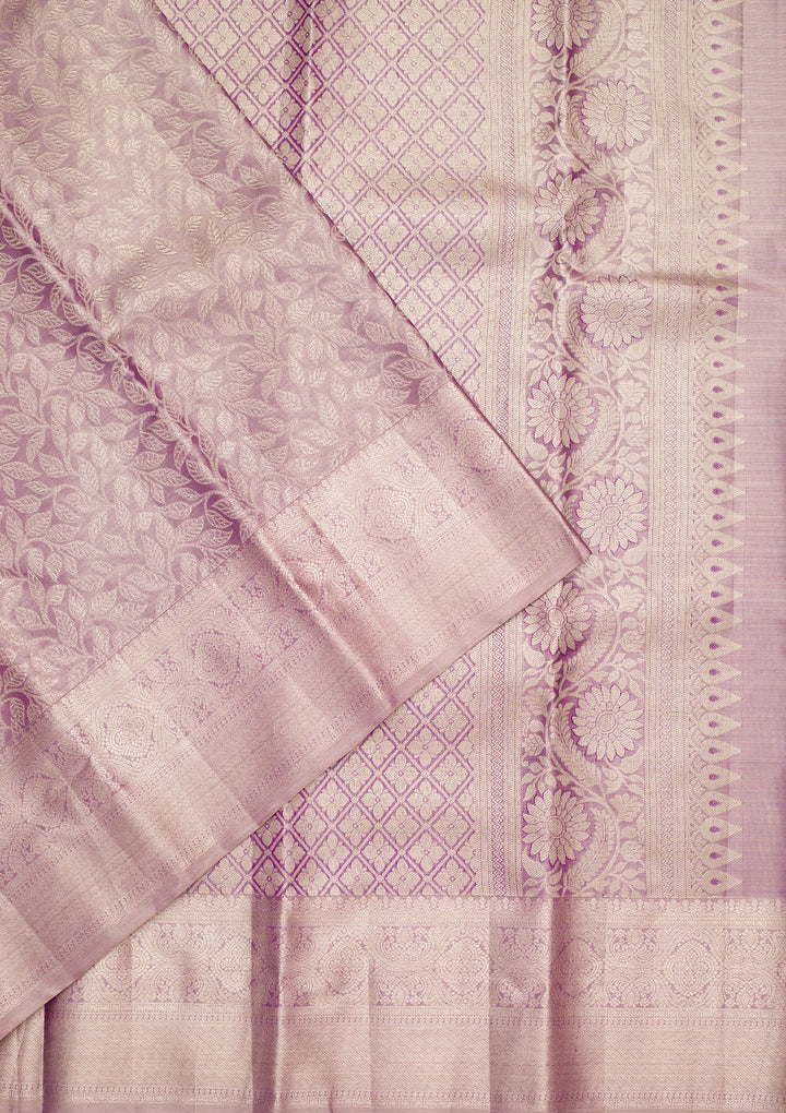 Purple Tissue Jaal Saree With Matching Blouse Piece