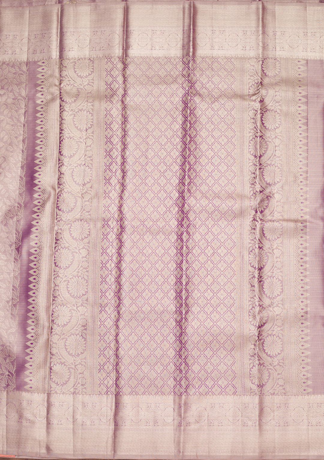 Purple Tissue Jaal Saree With Matching Blouse Piece
