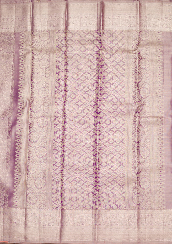 Purple Tissue Jaal Saree With Matching Blouse Piece