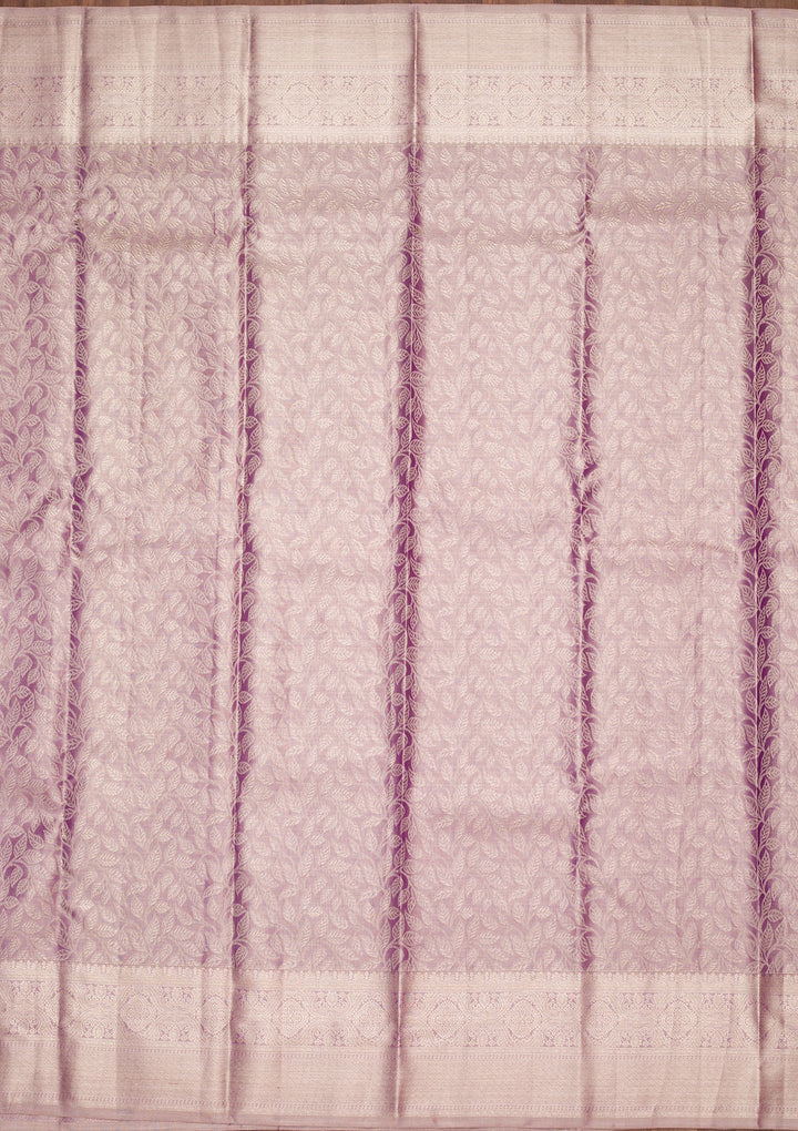 Purple Tissue Jaal Saree With Matching Blouse Piece