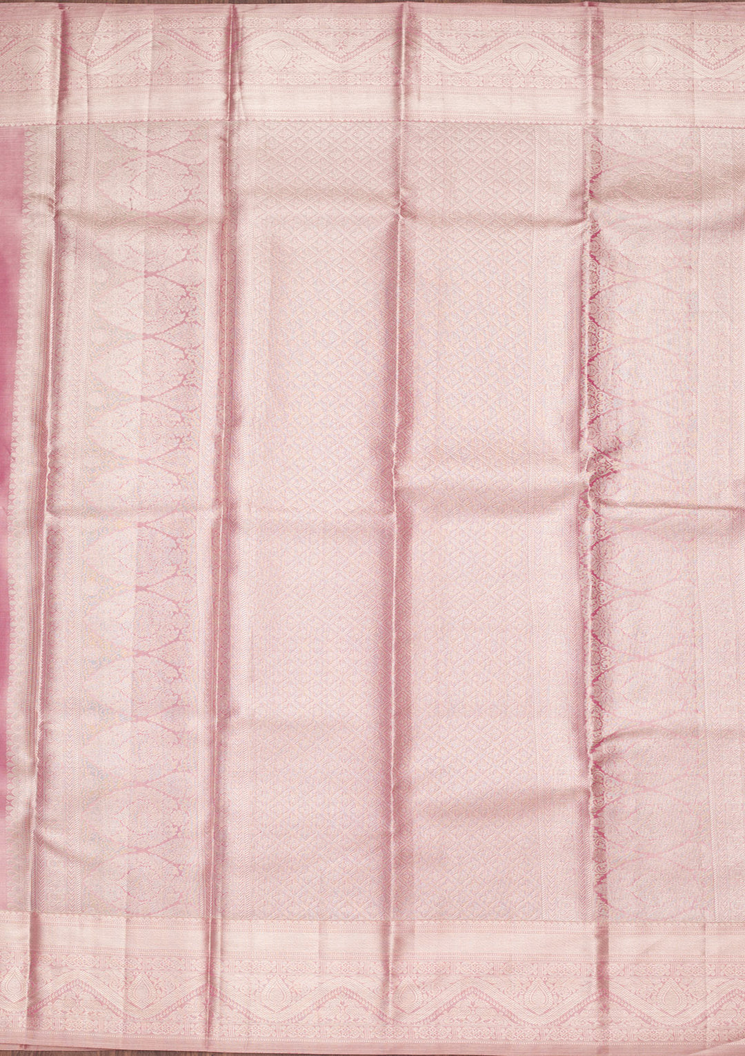 Pink Tissue Jaal Saree With Matching Blouse Piece