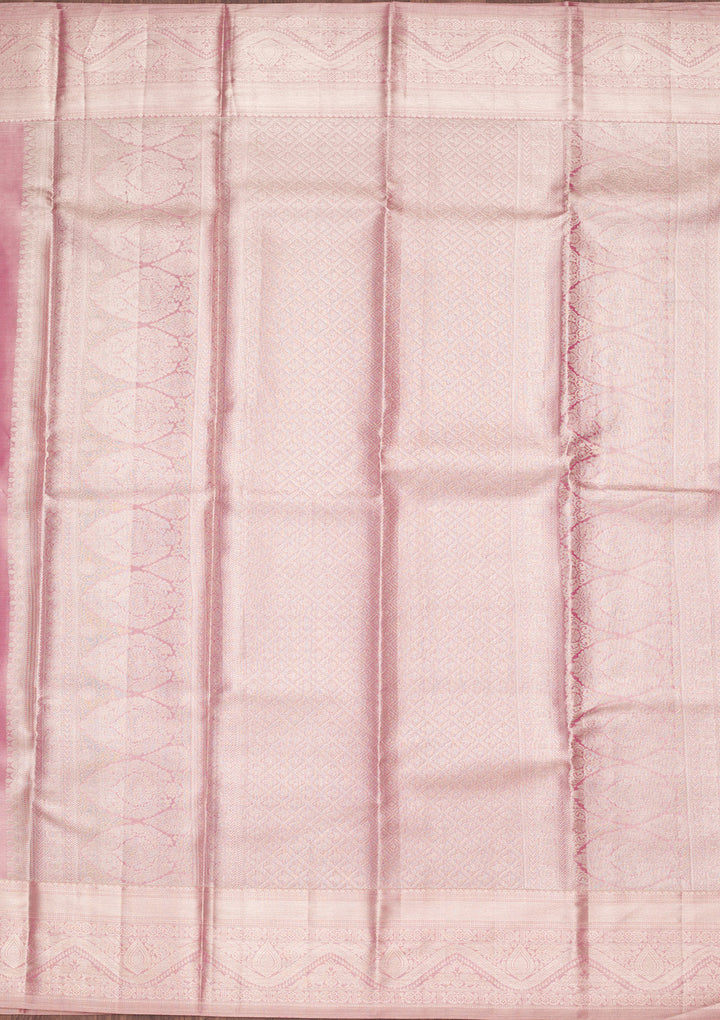 Pink Tissue Jaal Saree With Matching Blouse Piece