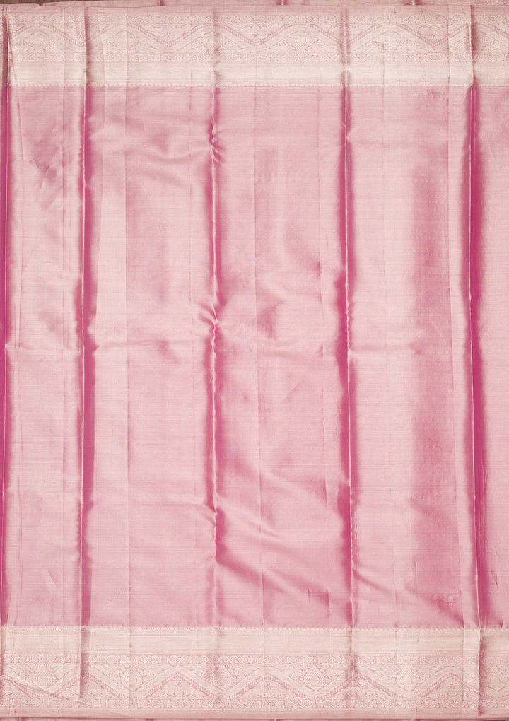 Pink Tissue Jaal Saree With Matching Blouse Piece