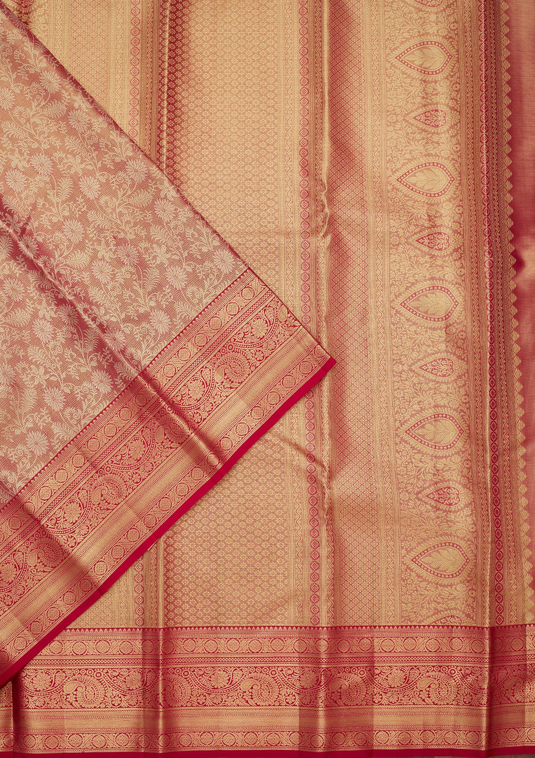 Pink Tissue Jaal Saree With Matching Blouse Piece