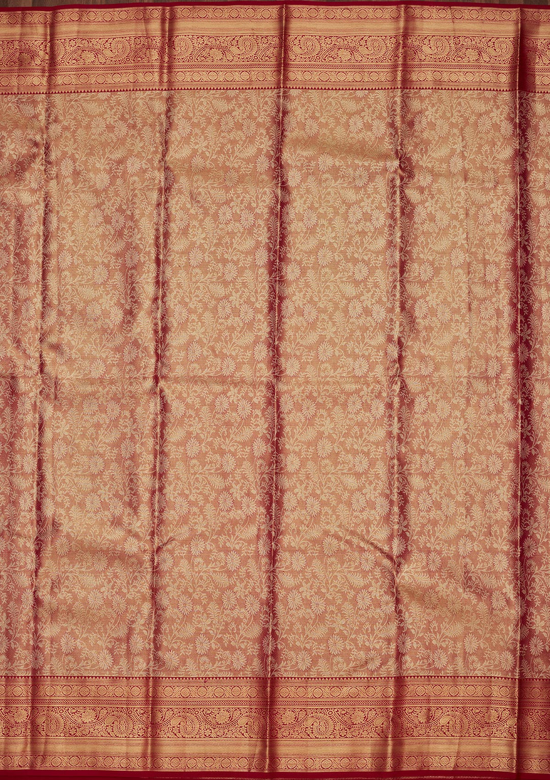 Pink Tissue Jaal Saree With Matching Blouse Piece