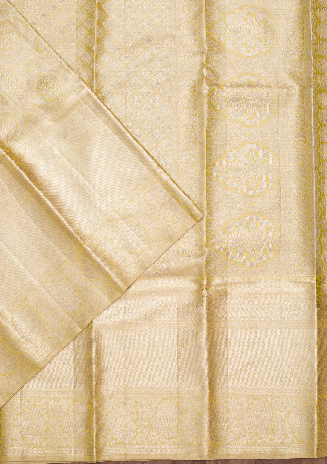 Pista Green Silk Jaal Zariwork Saree With Matching Blouse Piece