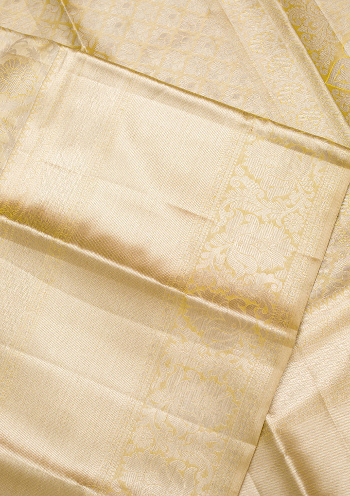 Pista Green Silk Jaal Zariwork Saree With Matching Blouse Piece