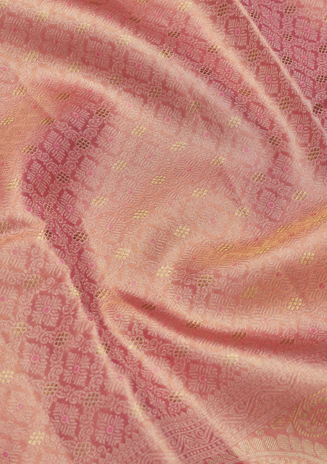Onion Pink Silk Jaal Saree With Matching Blouse Piece