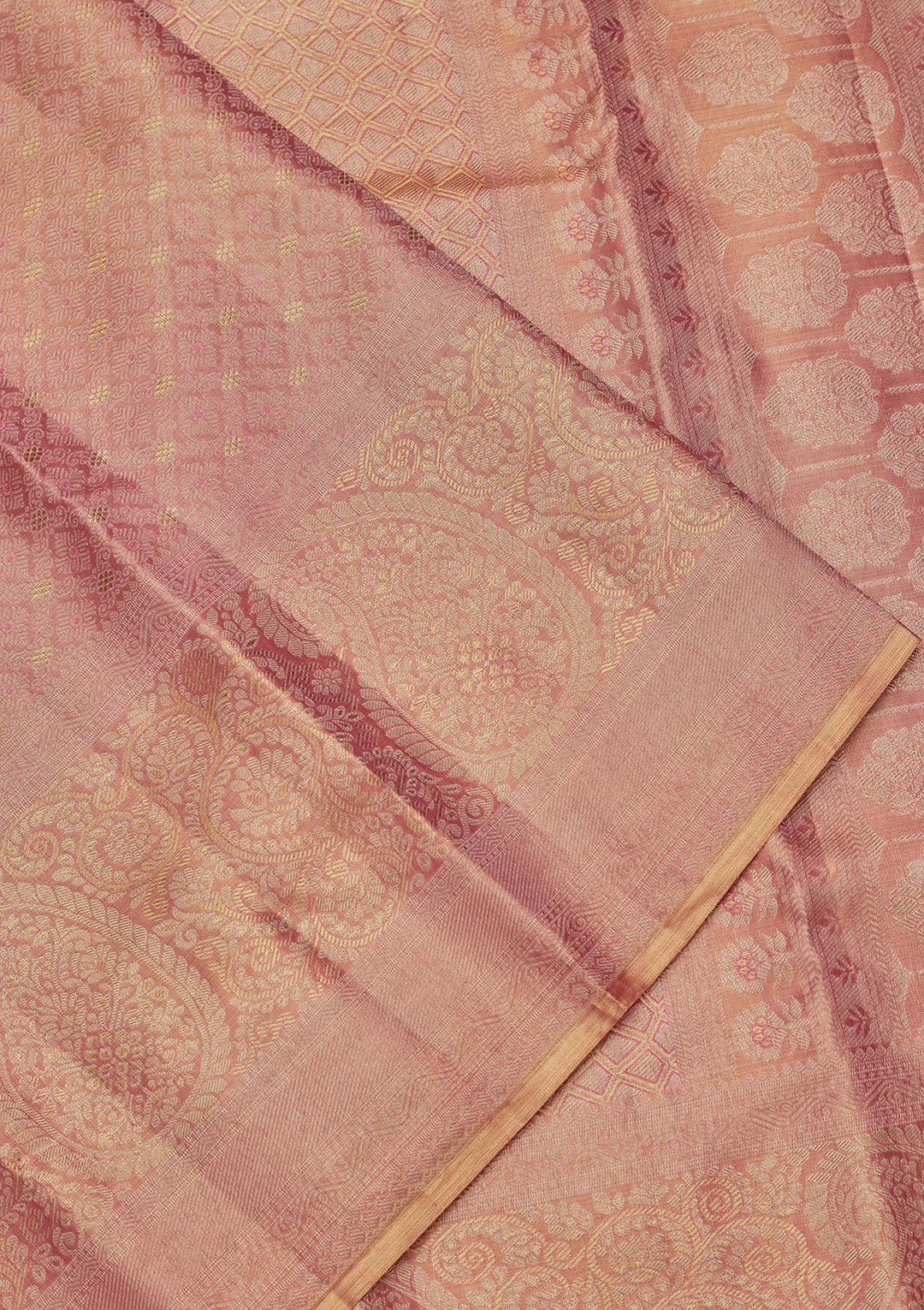 Onion Pink Silk Jaal Saree With Matching Blouse Piece
