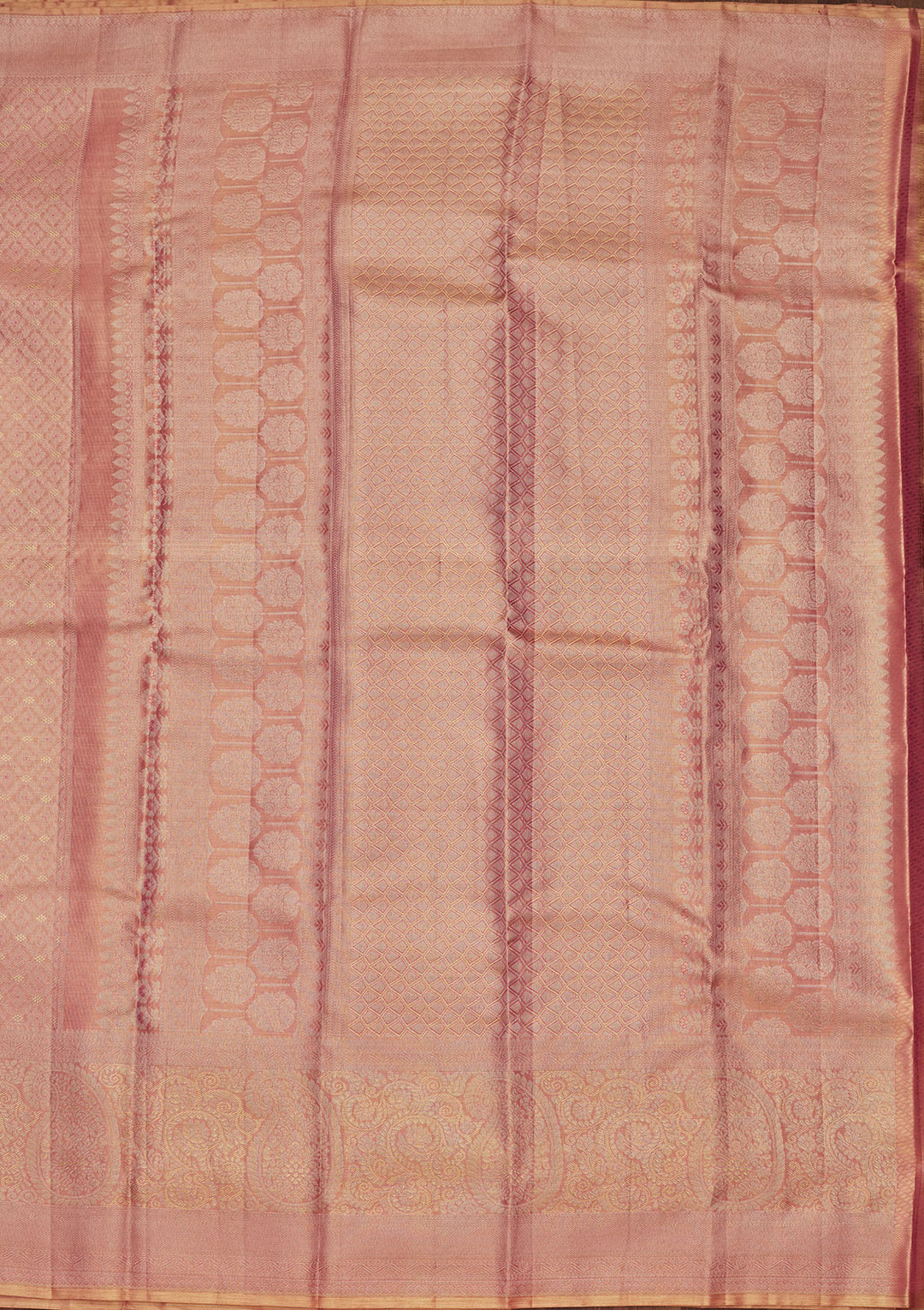 Onion Pink Silk Jaal Saree With Matching Blouse Piece