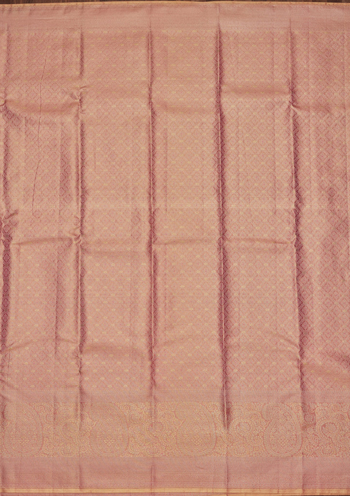 Onion Pink Silk Jaal Saree With Matching Blouse Piece