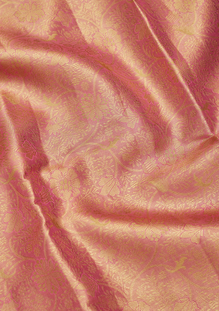 Onion Pink Zariwork Tissue Silk Saree
