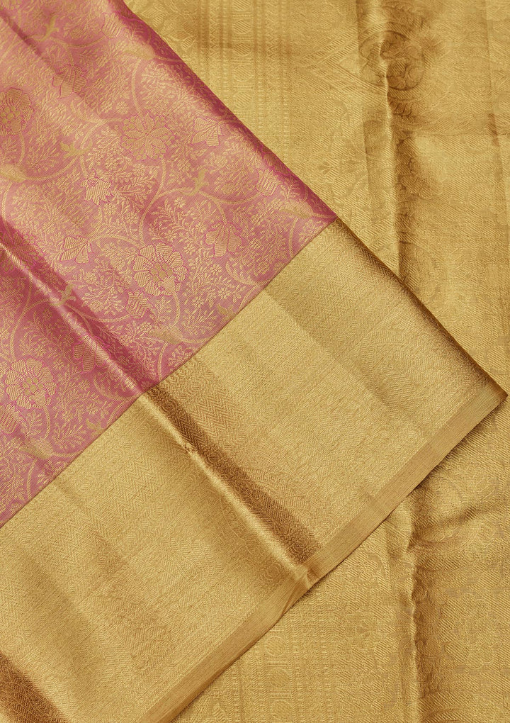 Onion Pink Zariwork Tissue Silk Saree