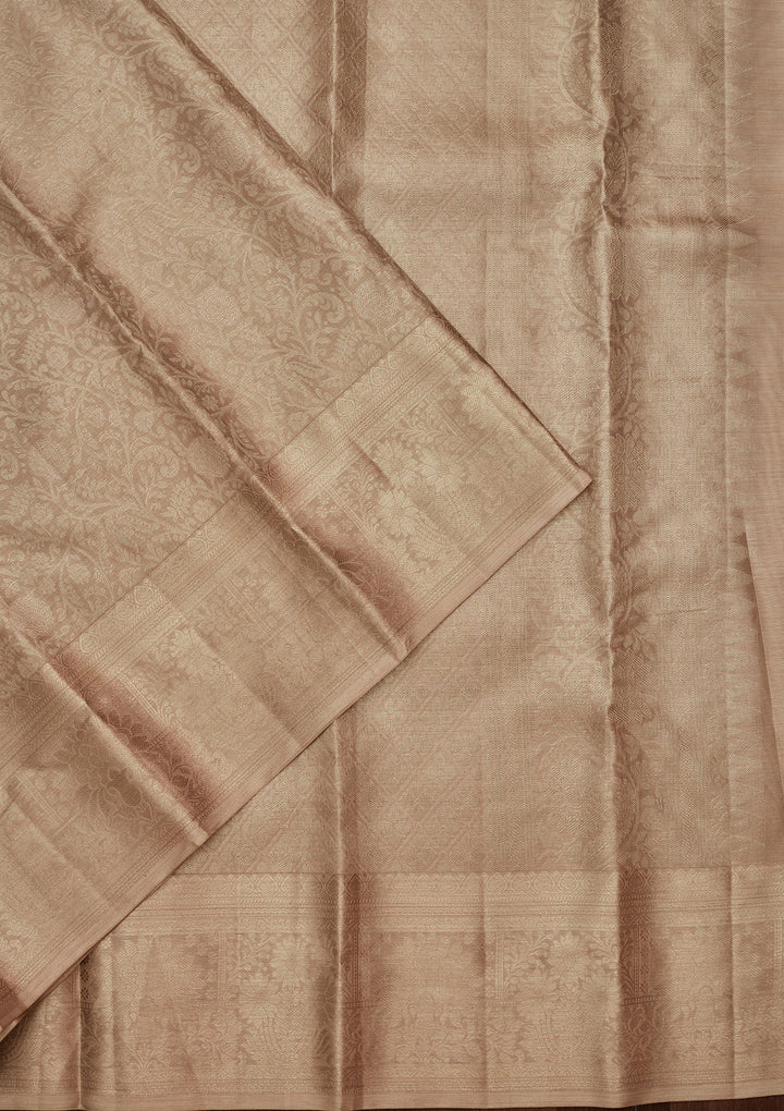 Light Grey Tissue Jaal Saree With Matching Blouse Piece