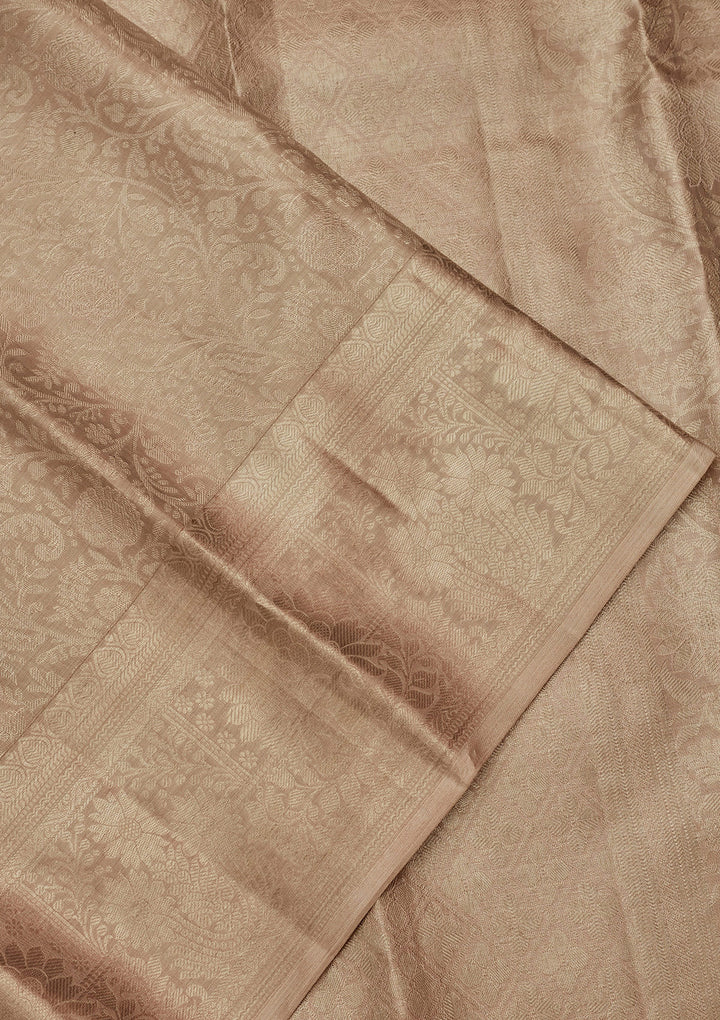Light Grey Tissue Jaal Saree With Matching Blouse Piece