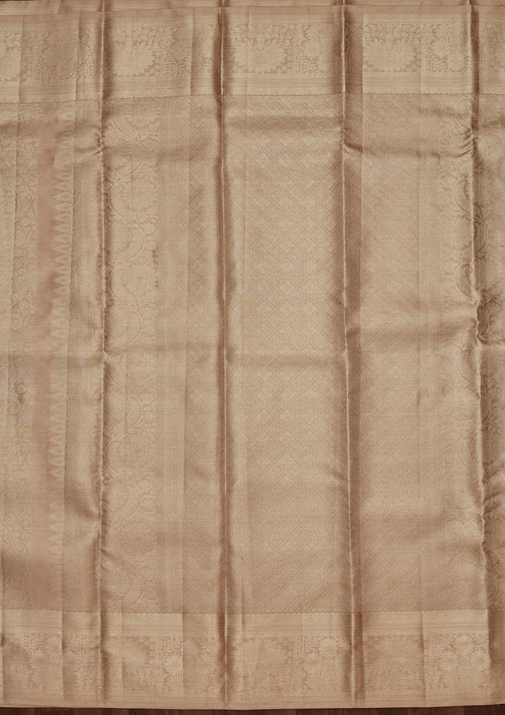 Light Grey Tissue Jaal Saree With Matching Blouse Piece