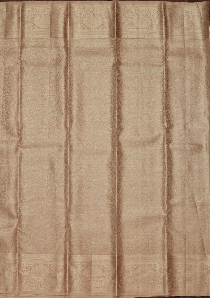 Light Grey Tissue Jaal Saree With Matching Blouse Piece