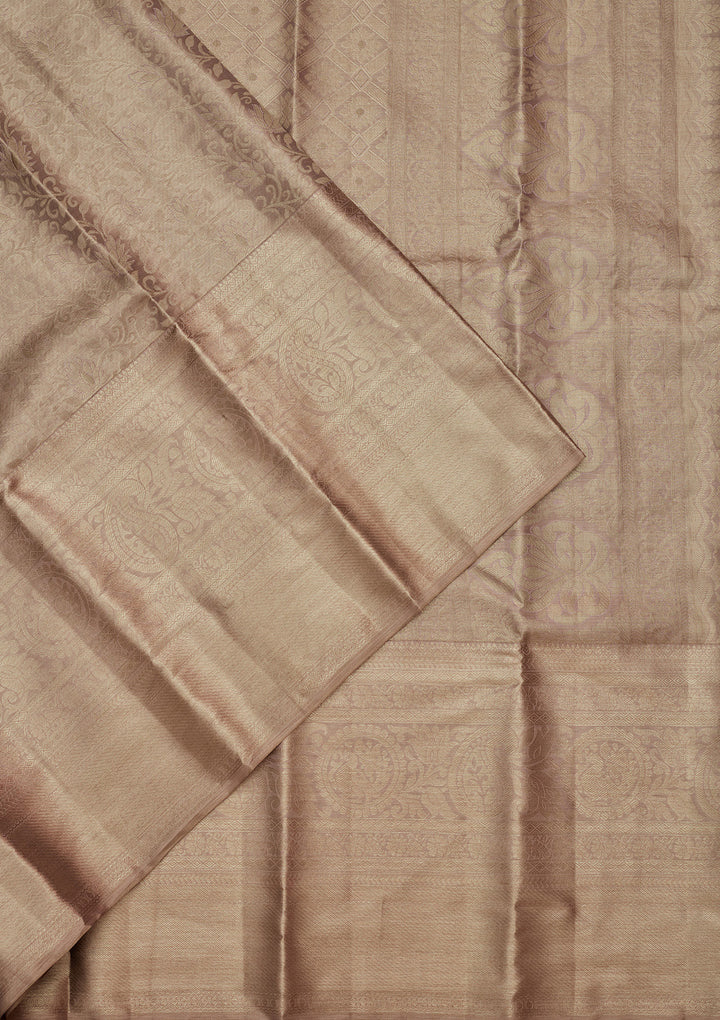 Beige Tissue Jaal Saree With Matching Blouse Piece