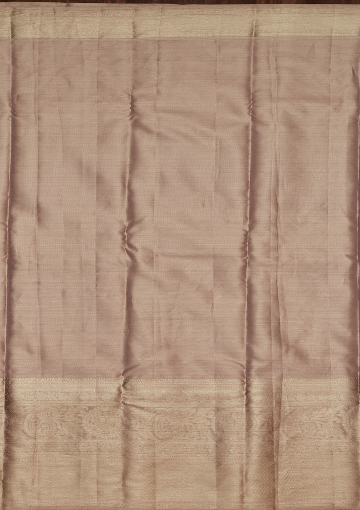 Beige Tissue Jaal Saree With Matching Blouse Piece