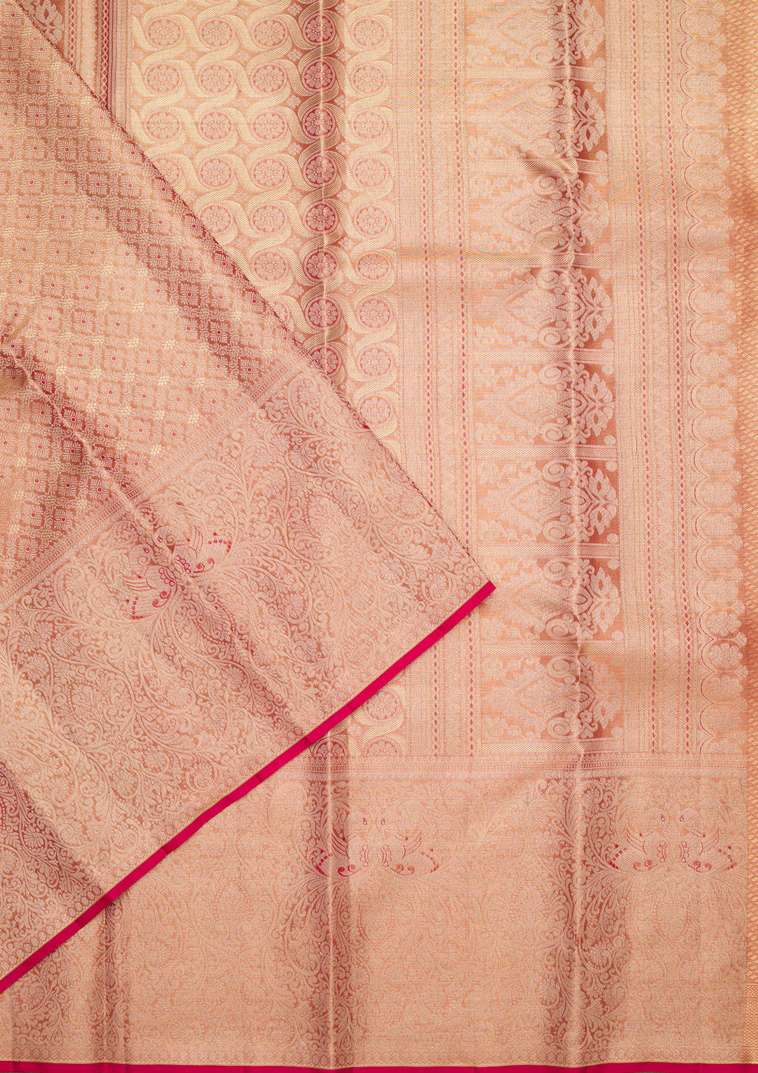 Light Brown Tissue Checks Zariwork Saree With Matching Blouse Piece