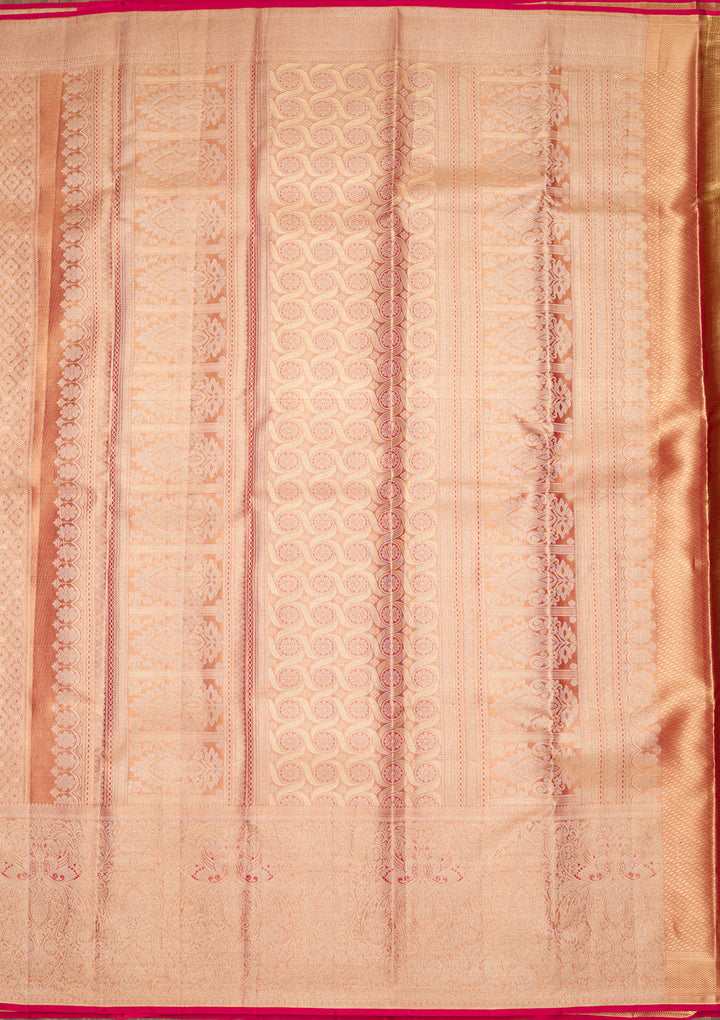 Light Brown Tissue Checks Zariwork Saree With Matching Blouse Piece