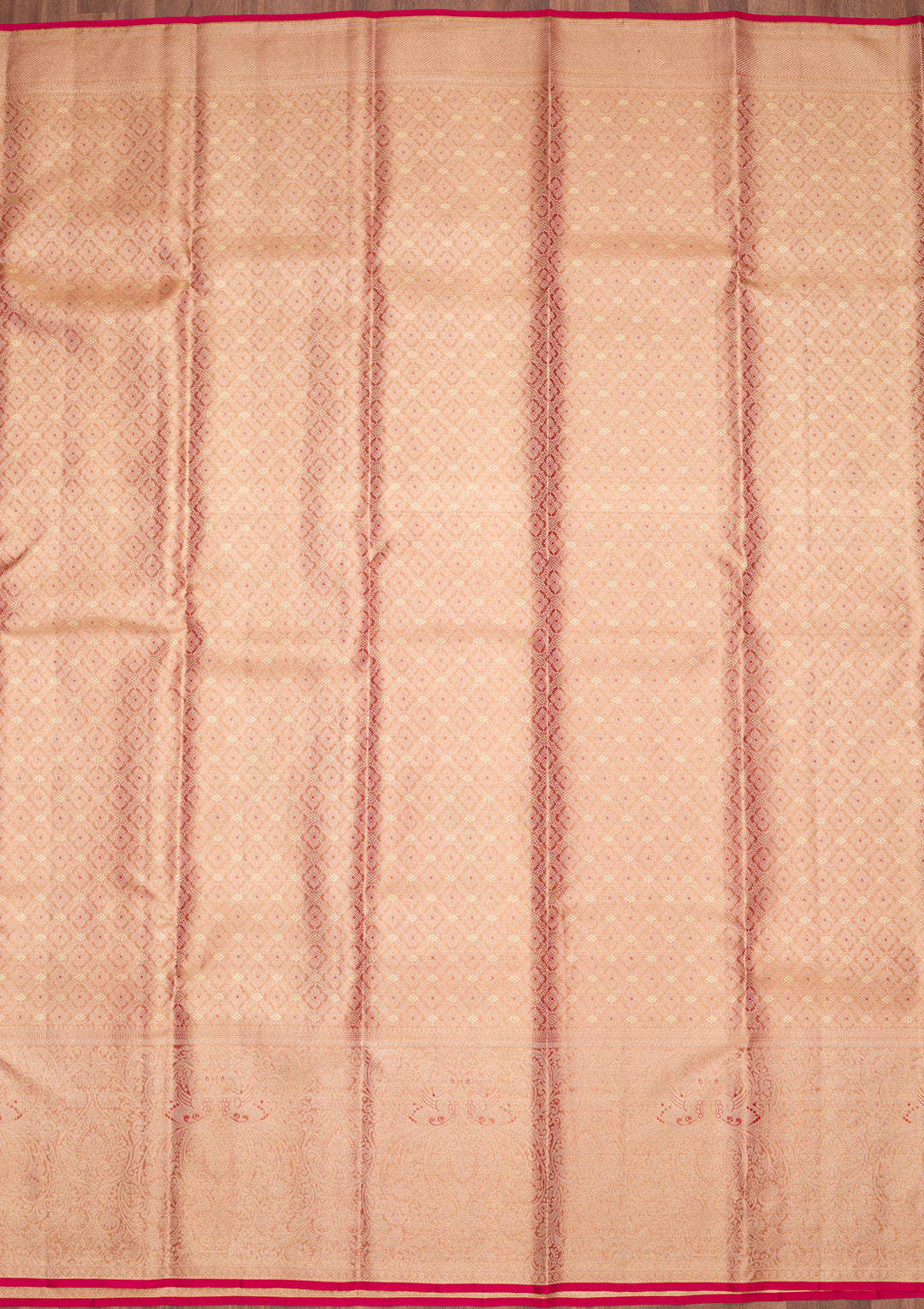 Light Brown Tissue Checks Zariwork Saree With Matching Blouse Piece