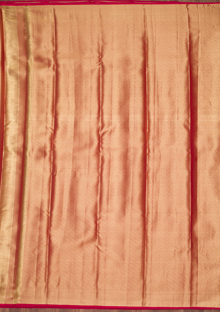 Light Brown Tissue Checks Zariwork Saree With Matching Blouse Piece