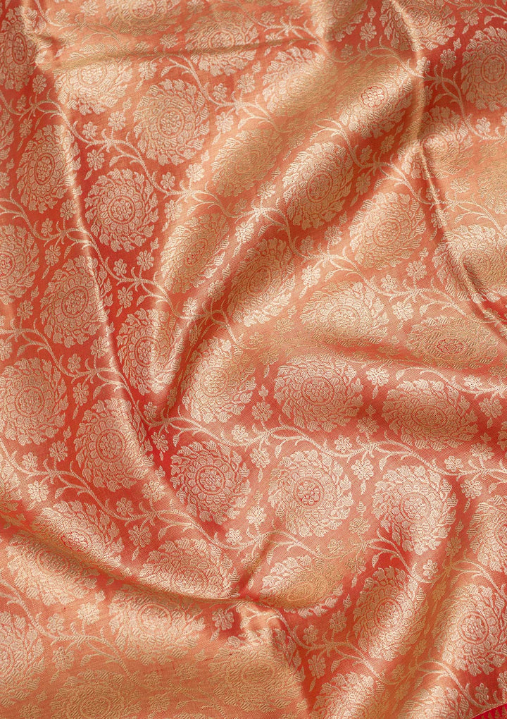 Red Tissue Jaal Zariwork Saree With Matching Blouse Piece