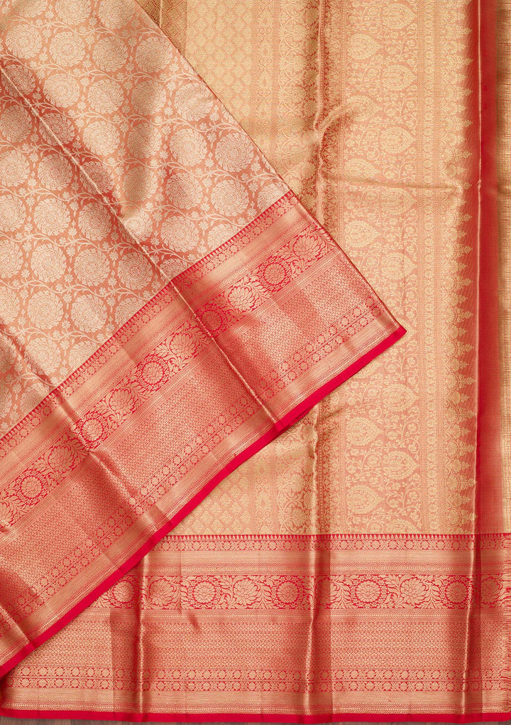 Red Tissue Jaal Zariwork Saree With Matching Blouse Piece