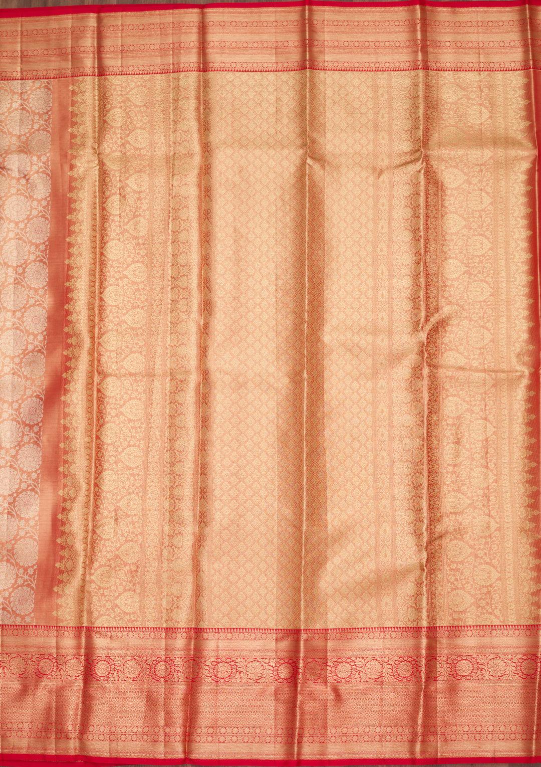 Red Tissue Jaal Zariwork Saree With Matching Blouse Piece