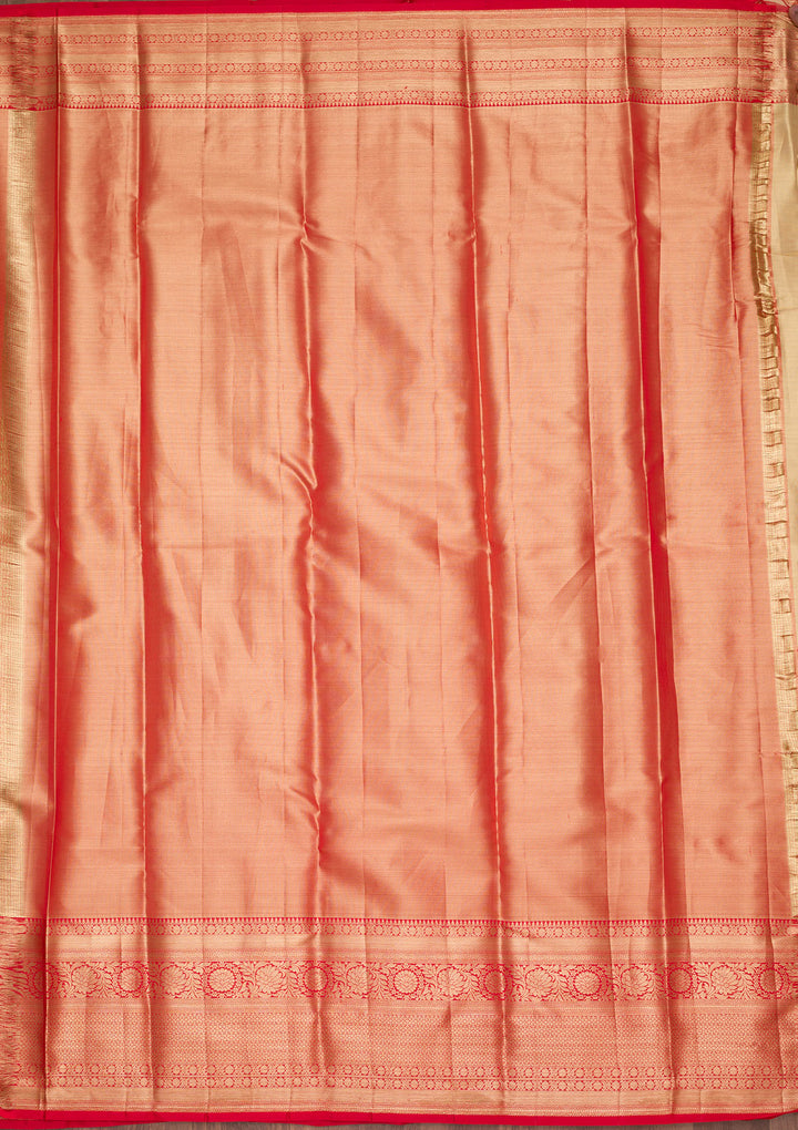 Red Tissue Jaal Zariwork Saree With Matching Blouse Piece