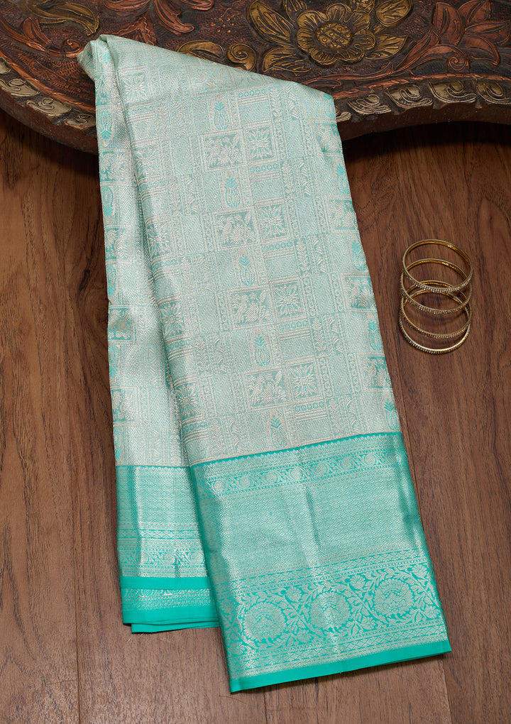 Sky Blue Zariwork Tissue Silk Saree