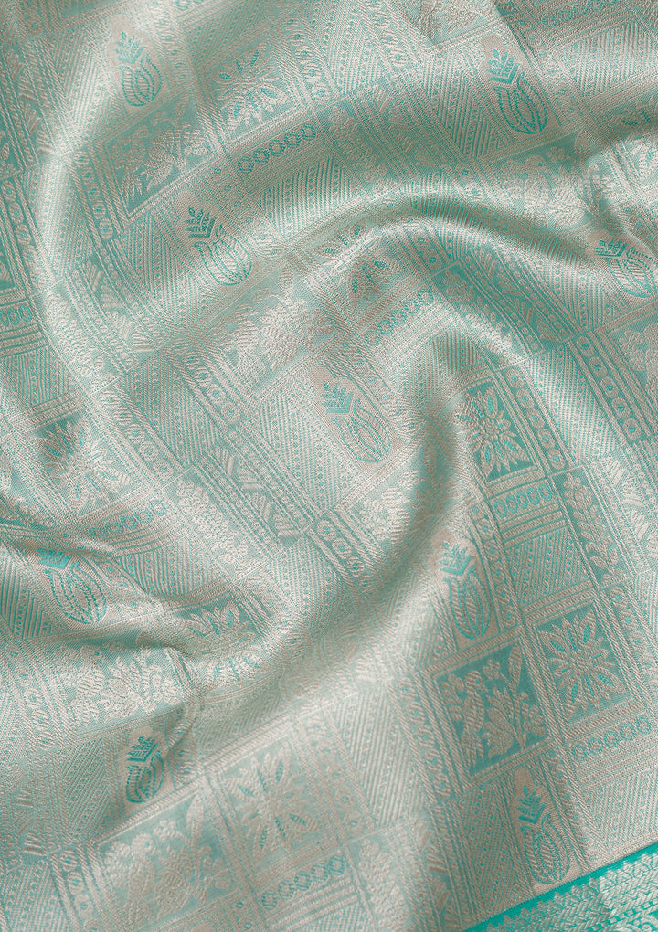 Sky Blue Zariwork Tissue Silk Saree