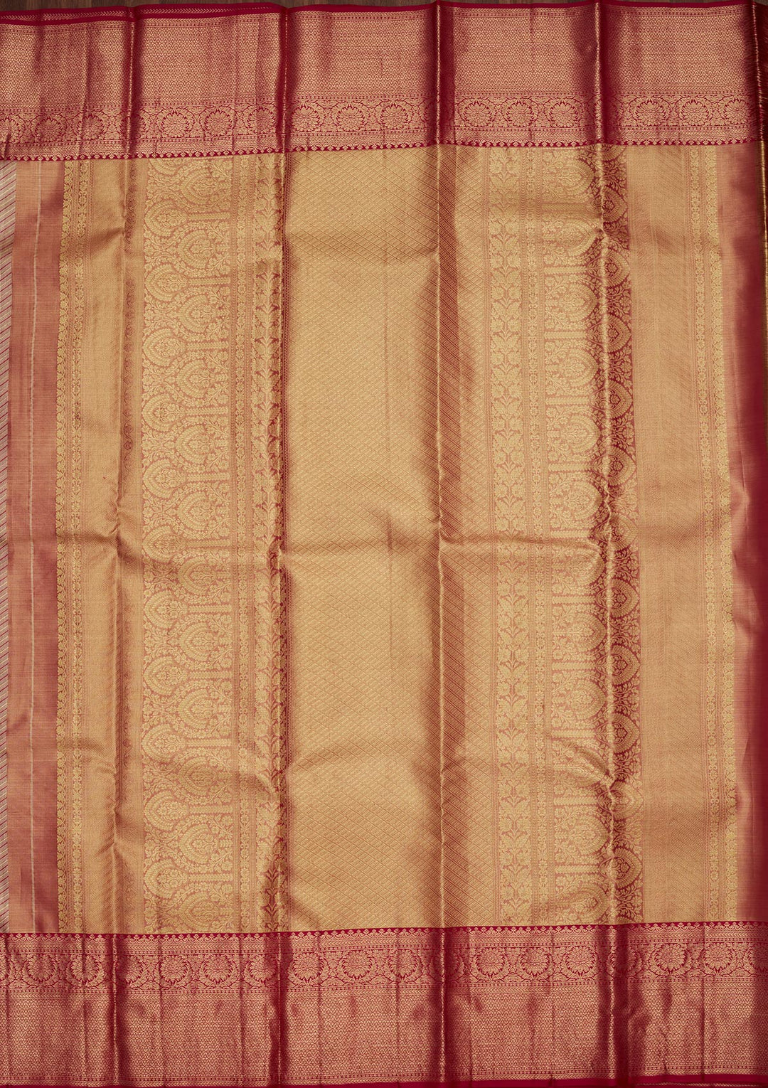 Beige Tissue Stripes Saree With Matching Blouse Piece