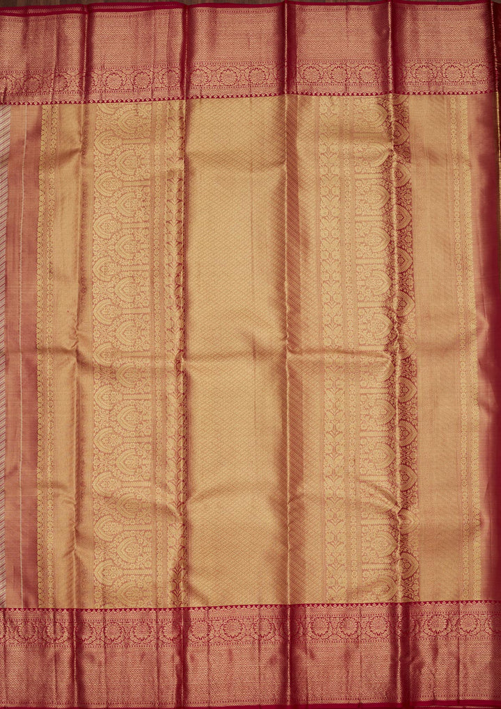 Beige Tissue Stripes Saree With Matching Blouse Piece