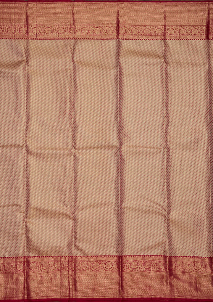Beige Tissue Stripes Saree With Matching Blouse Piece
