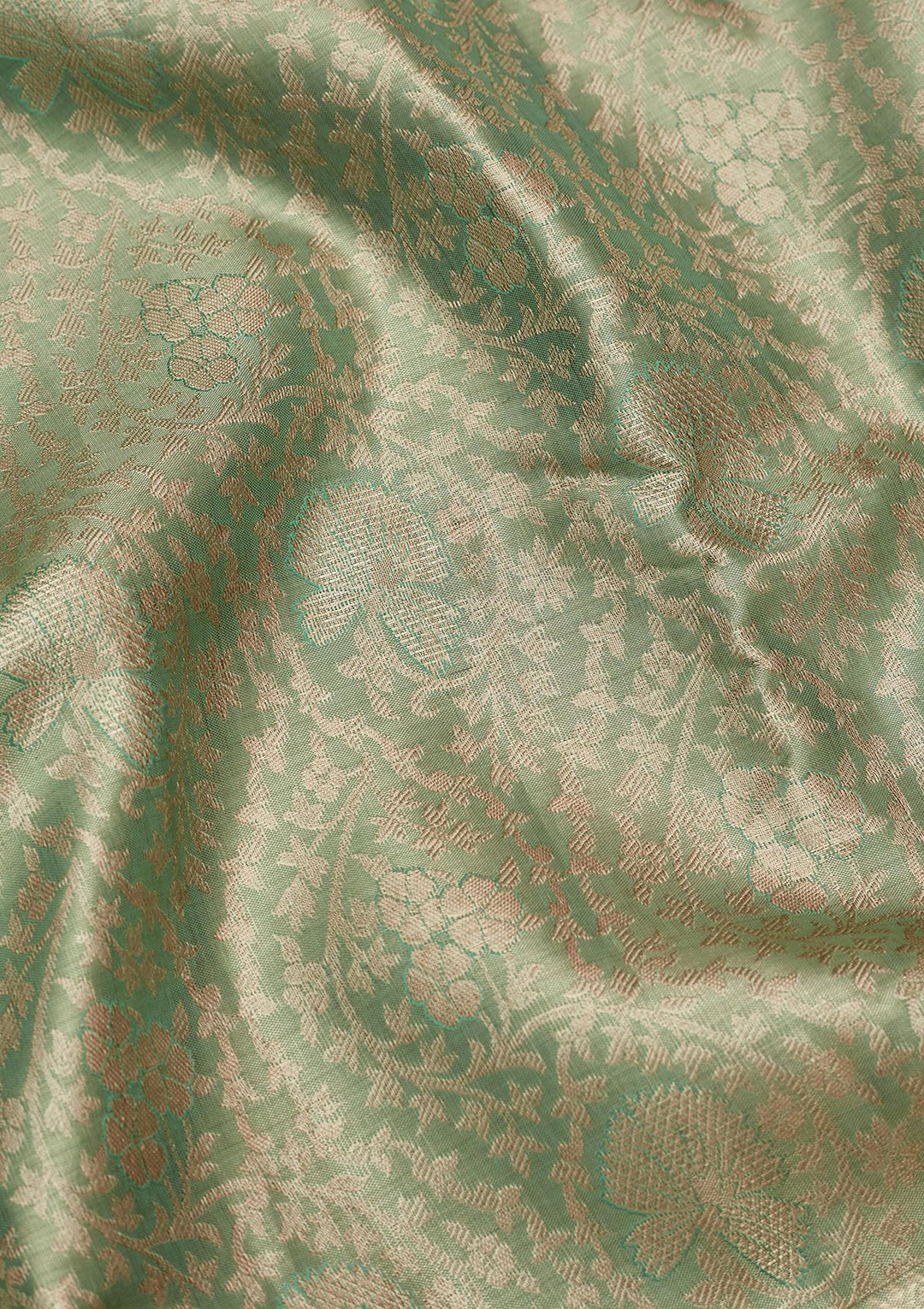 Sea Green Tissue Jaal Saree With Matching Blouse Piece
