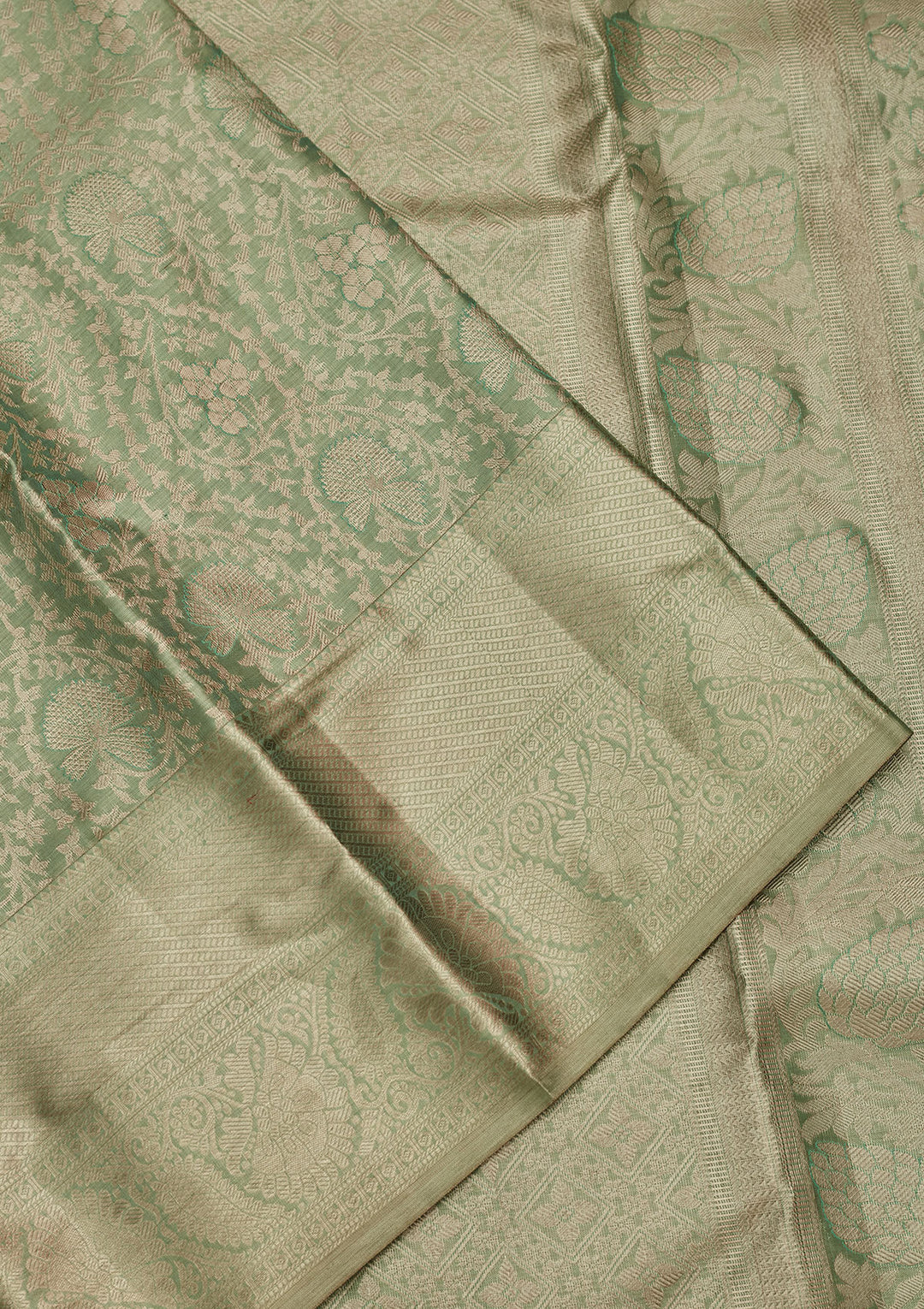 Sea Green Tissue Jaal Saree With Matching Blouse Piece