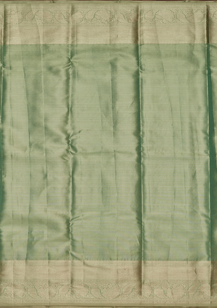 Sea Green Tissue Jaal Saree With Matching Blouse Piece