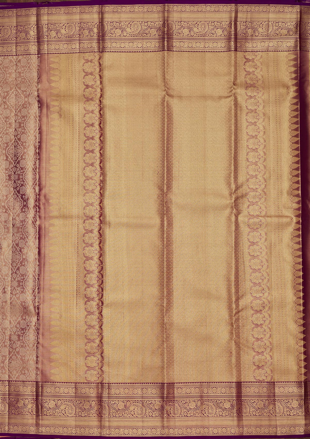 Mauve Tissue Jaal Saree With Matching Blouse Piece