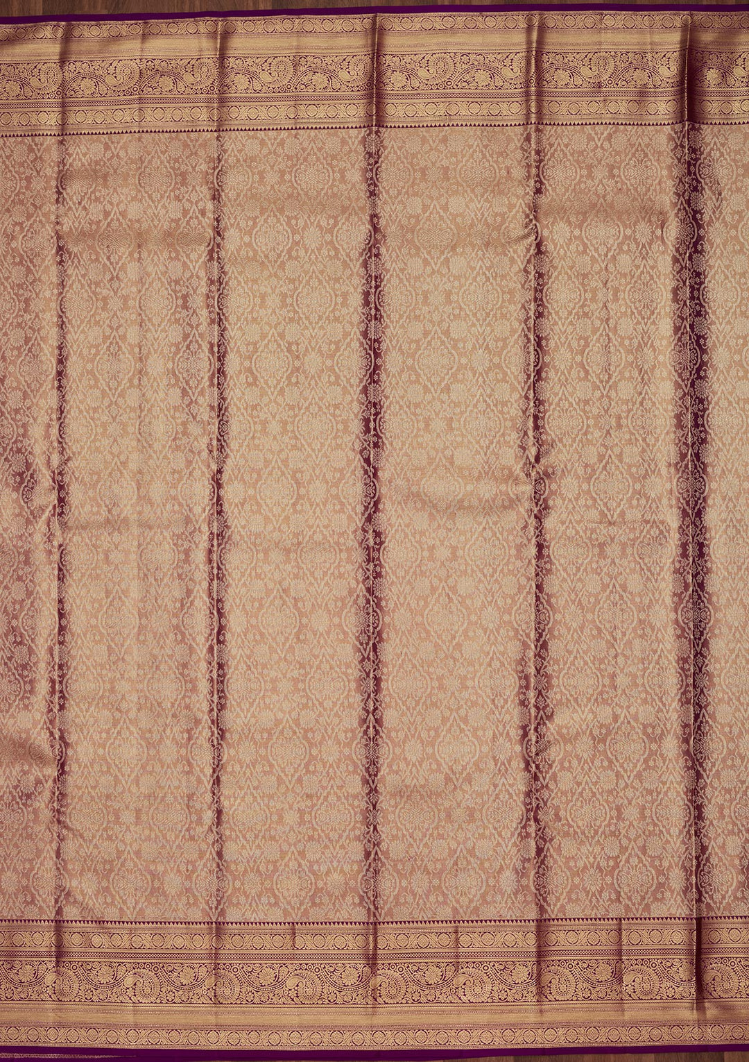 Mauve Tissue Jaal Saree With Matching Blouse Piece
