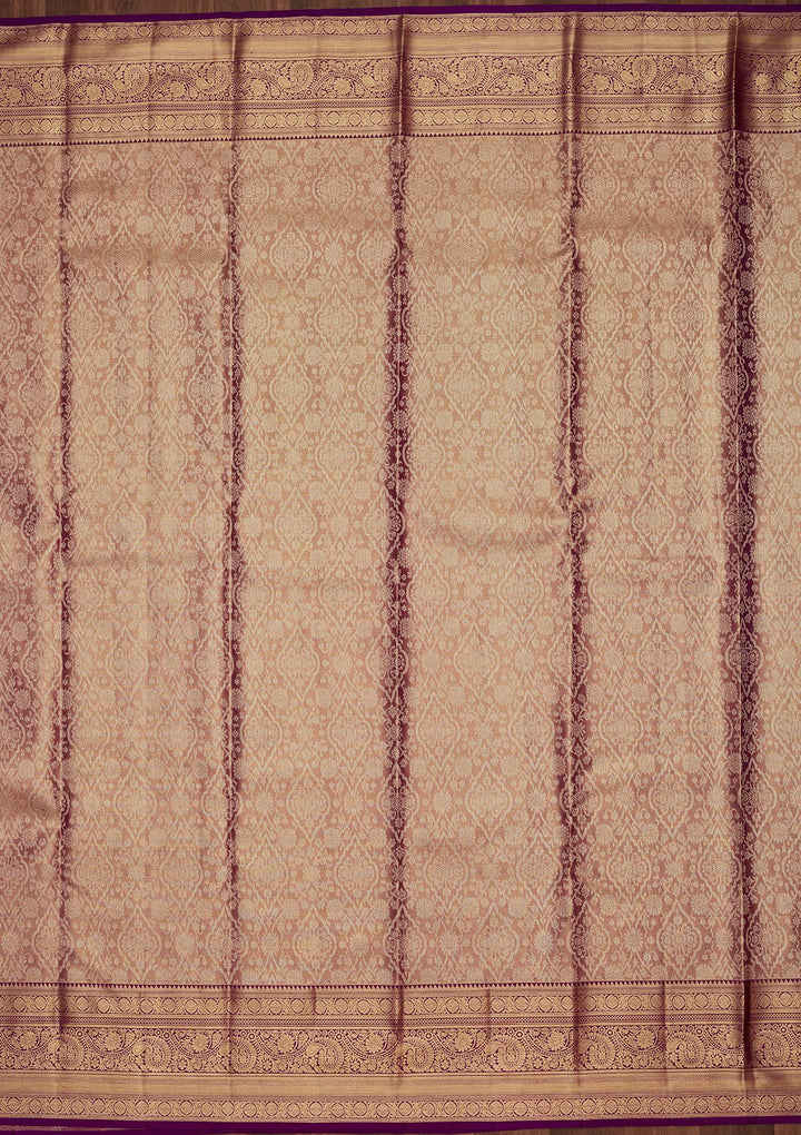 Mauve Tissue Jaal Saree With Matching Blouse Piece