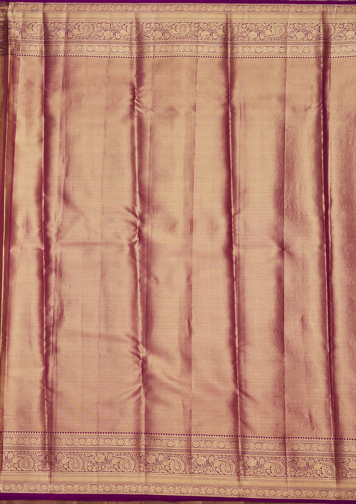 Mauve Tissue Jaal Saree With Matching Blouse Piece