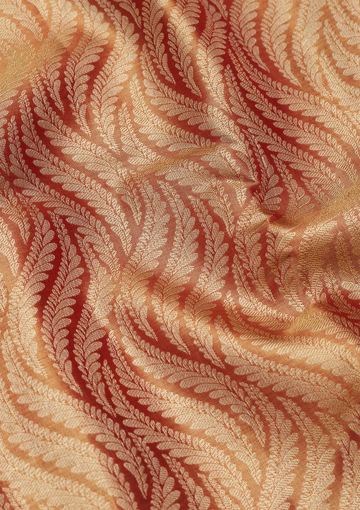 Light Brown Tissue Stripes Saree With Matching Blouse Piece