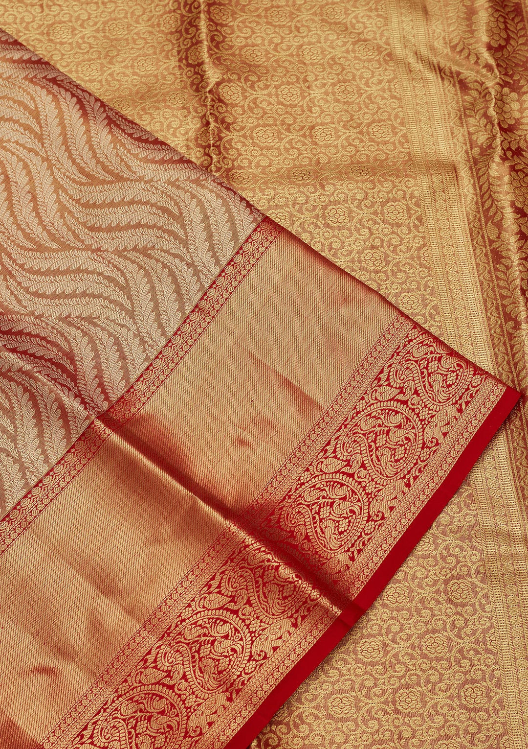 Light Brown Tissue Stripes Saree With Matching Blouse Piece
